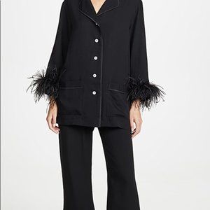Sleeper Feather-Trim Black Pajama Set